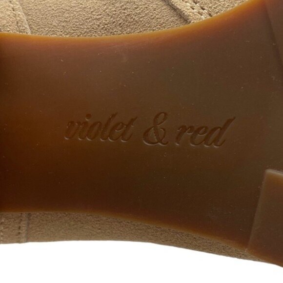 Beige Leather Boots Violet Red Loaded Suede Zip Stacked Heel Neutral Cottagecore - Picture 11 of 13